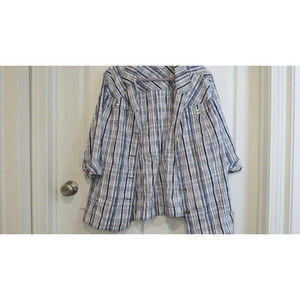 TanJay Blue and White Stripe Lightweight 1/2 Sleeve Jacket Size 22W